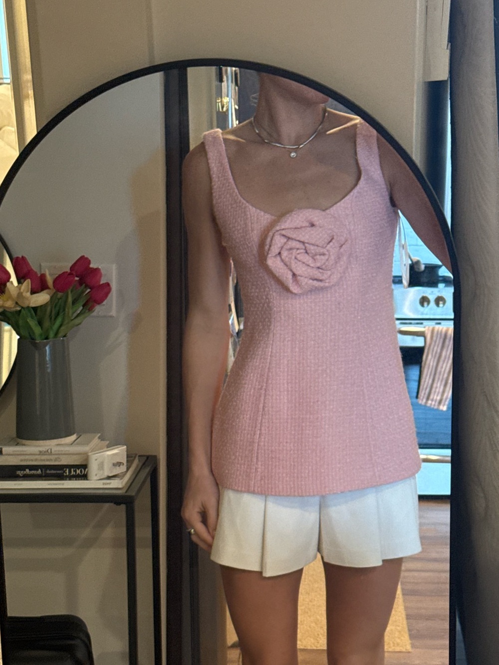 MAJORELLE Pink Rose Appliqué Knit Tank